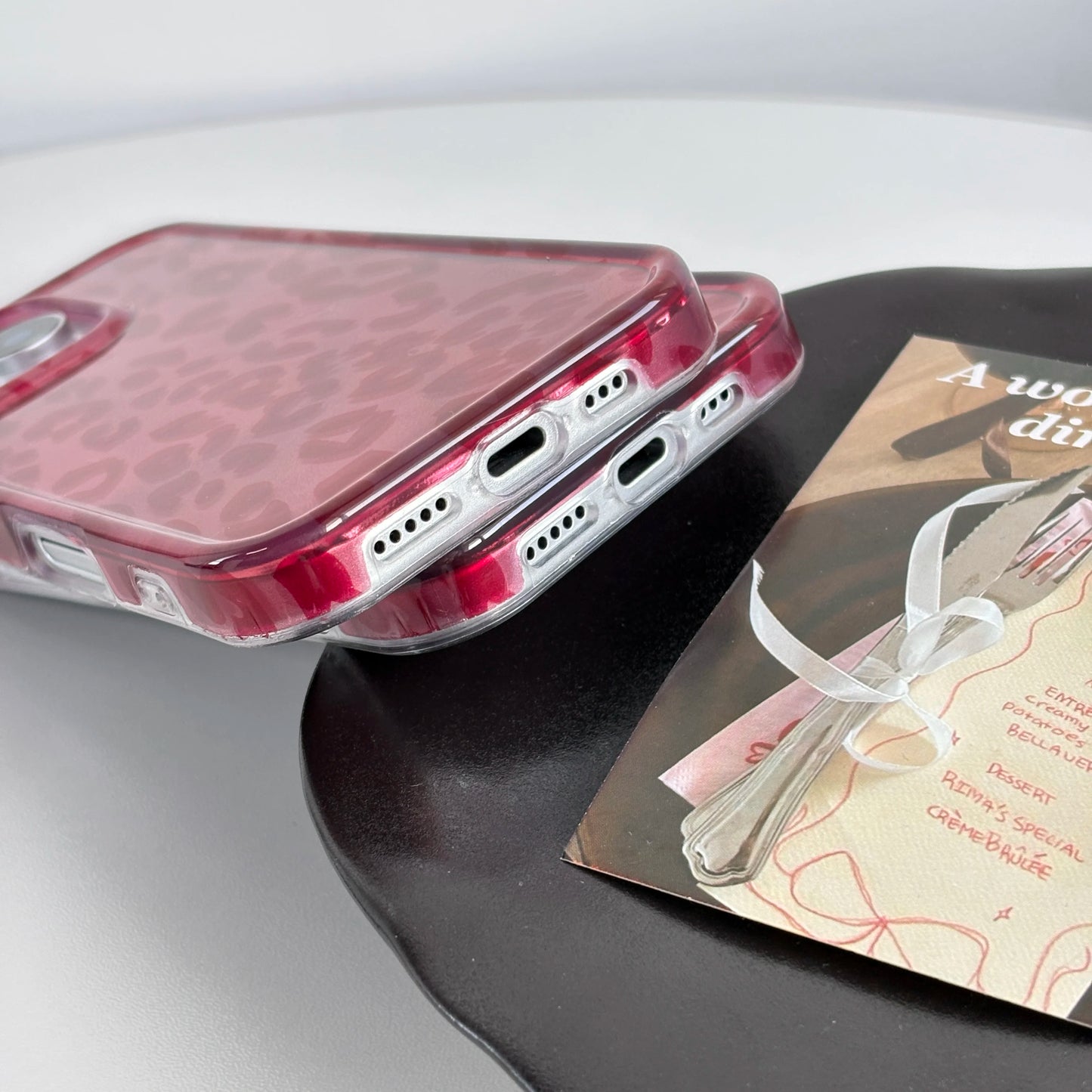 Fashion Wine Red Leopard Print Lucky Color Fine Flash Glacial Phone Case