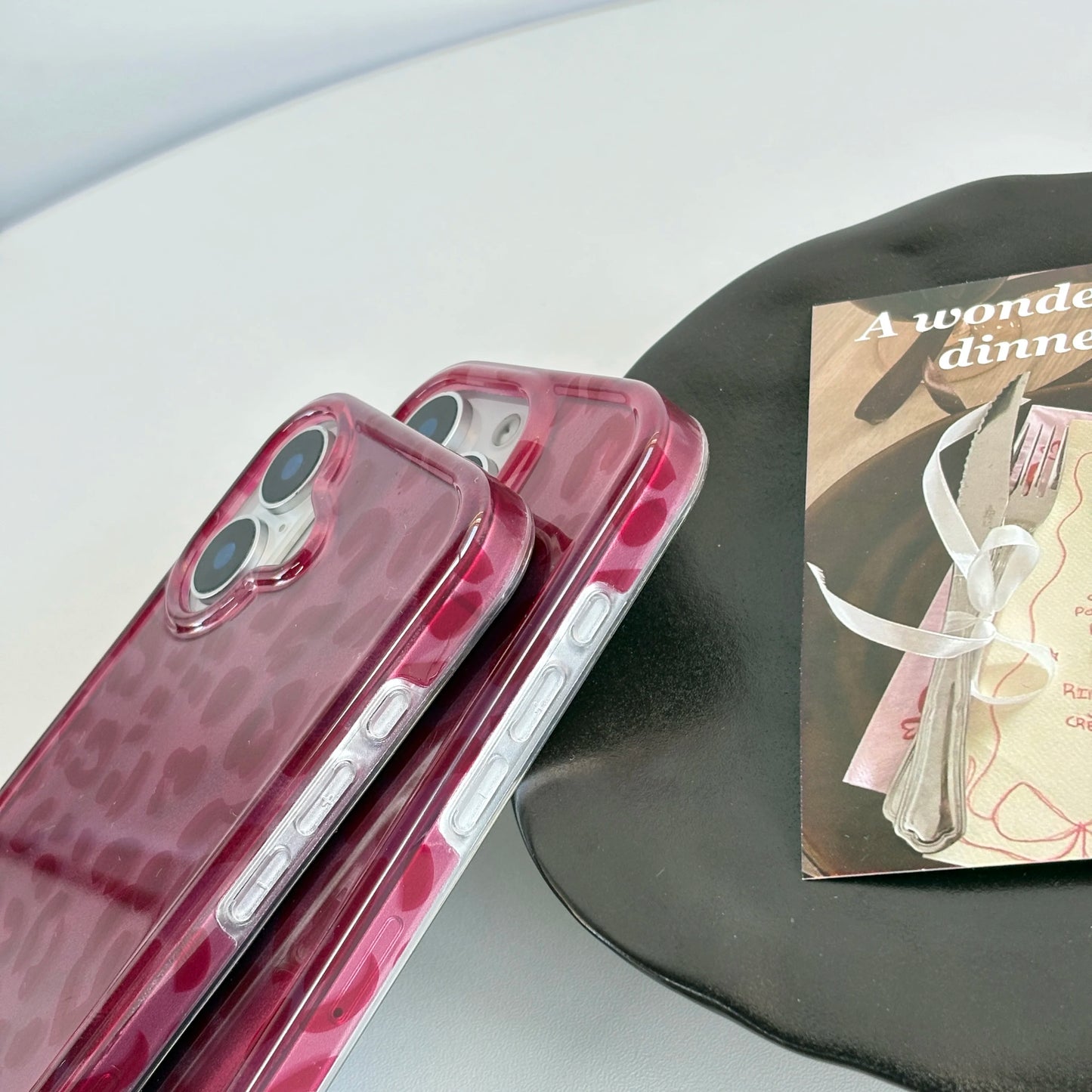 Fashion Wine Red Leopard Print Lucky Color Fine Flash Glacial Phone Case