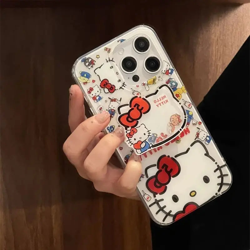 Creative Fun Cute Cartoon Hello Kitty Bracket Phone Case