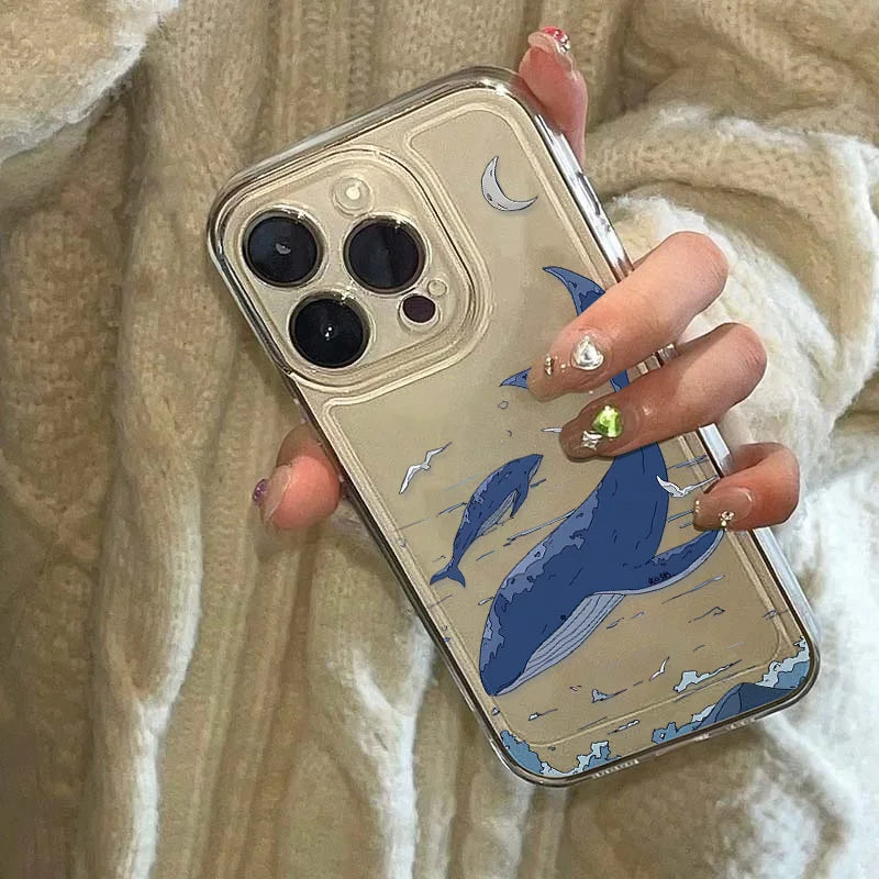 Whale Ocean Animals Soft Clear Cover Phone Case