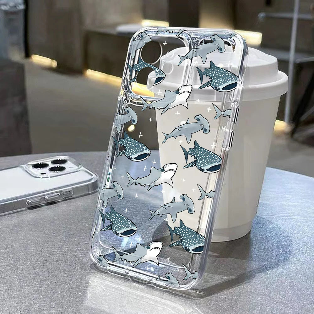 Whale Ocean Animals Soft Clear Cover Phone Case