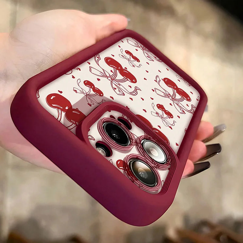 Valentines New Trendy Retro Heart Cherry Pattern Phone Case