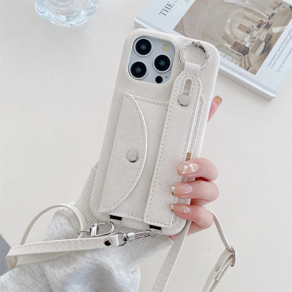 Wrist Strap Crossbody Wallet with Card Holder Phone Case