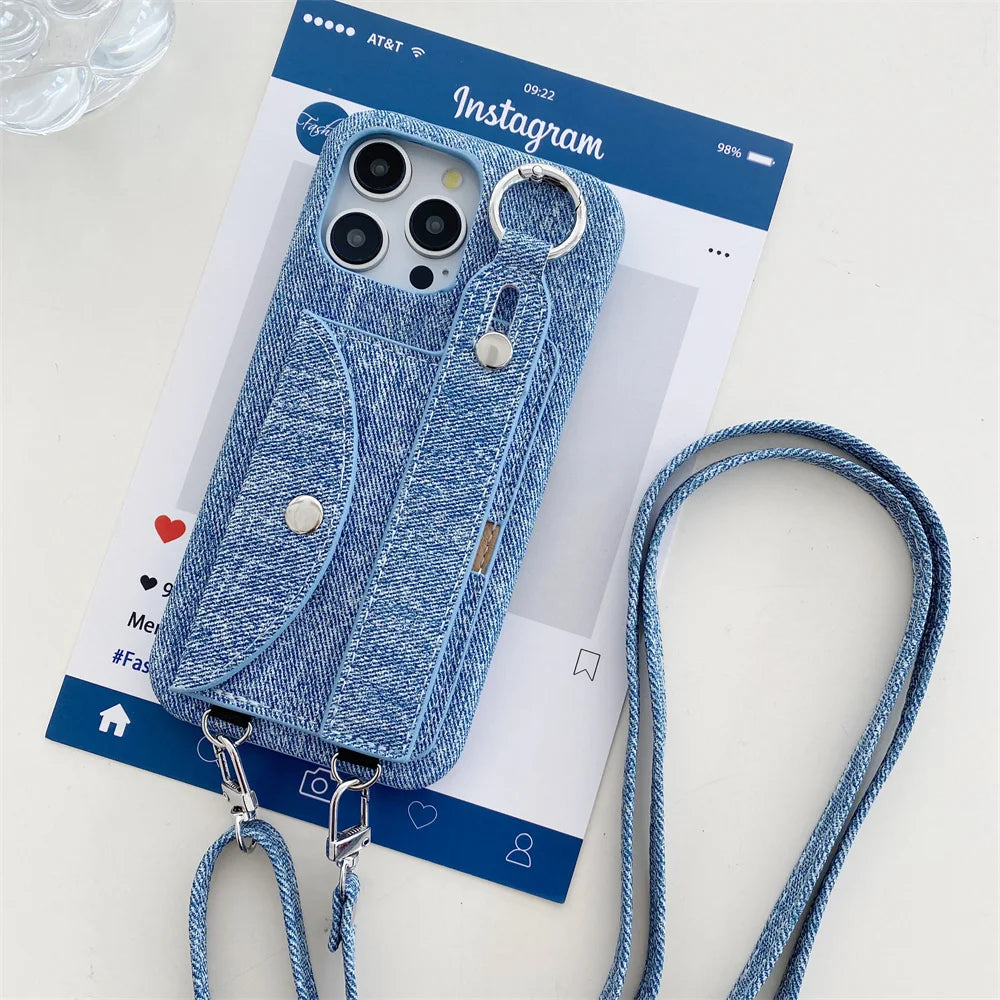 Wrist Strap Crossbody Wallet with Card Holder Phone Case