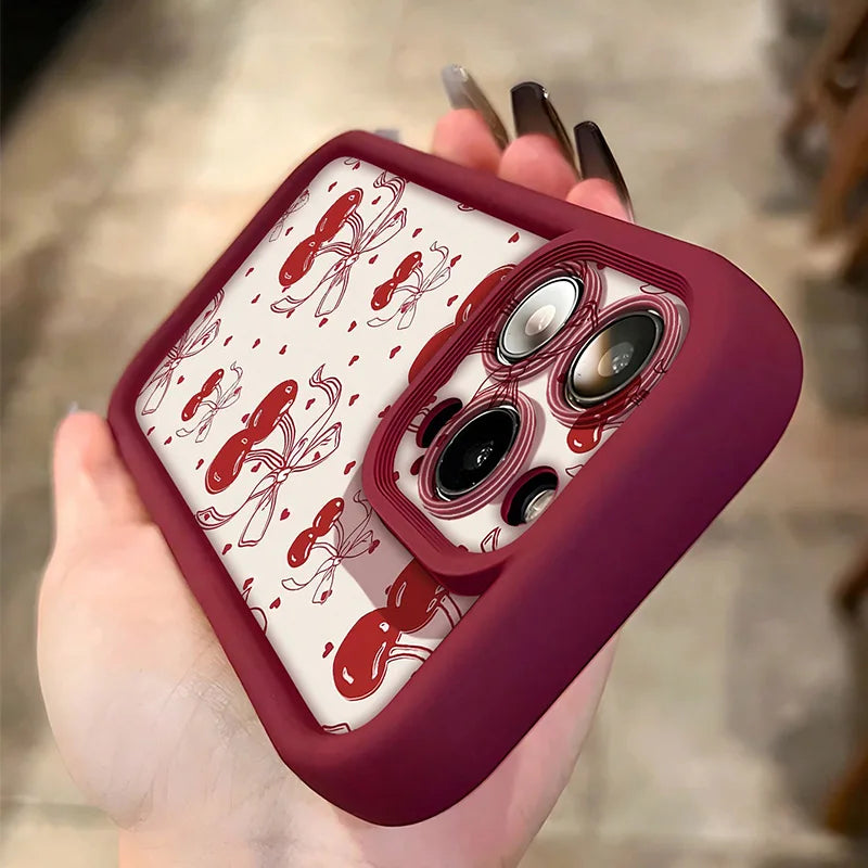 Valentines New Trendy Retro Heart Cherry Pattern Phone Case