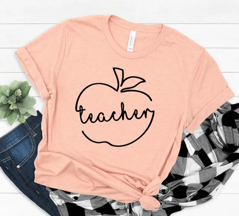 Back to School Teacher T-Shirt, Cute Teacher Shirt, Apple Teacher Shirt