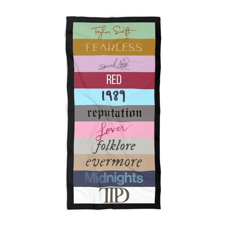 Taylor Swift Inspired Beach Towel, ALL Taylor Albums Beach Towel