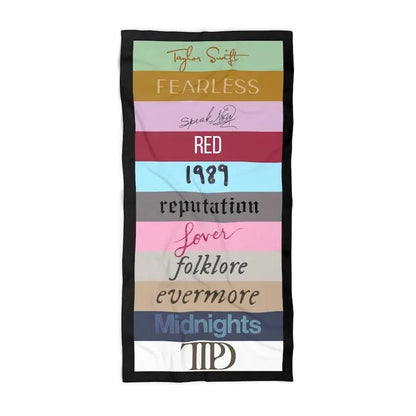 Taylor Swift Inspired Beach Towel, ALL Taylor Albums Beach Towel