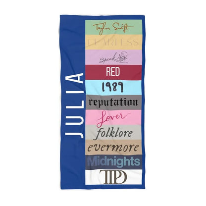 Personalized Taylor Swift Inspired Beach Towel, ALL Taylor Albums Beach Towel