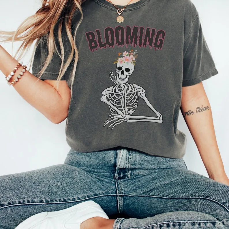 Boho Skeleton Blooming T-Shirt