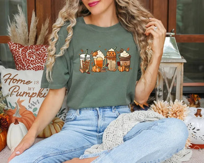 Comfort Colors Fall Coffee Pumpkin Shirt