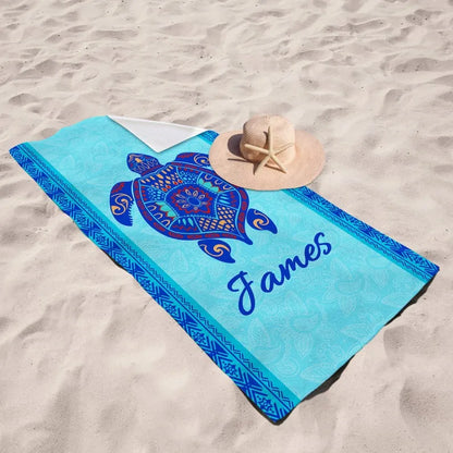 Custom Colourful Sea Turtle Beach Towel