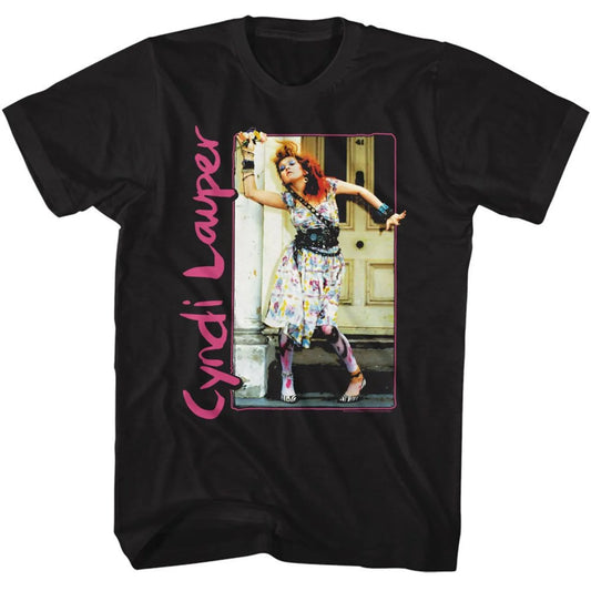 Cyndi Lauper Painted Dress And Tights Black T-Shirt