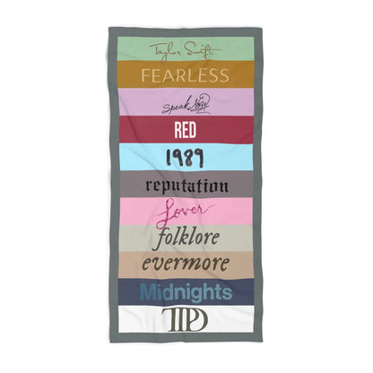 Taylor Swift Inspired Beach Towel, ALL Taylor Albums Beach Towel