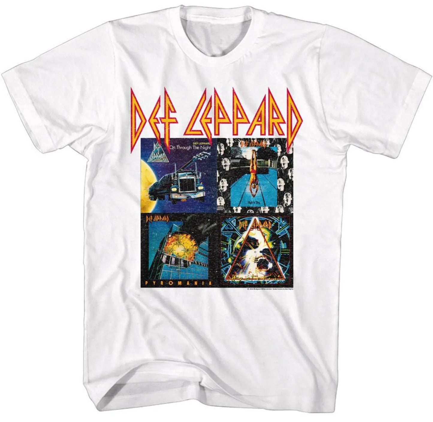 Def Leppard 80's Album White Adult T-Shirt