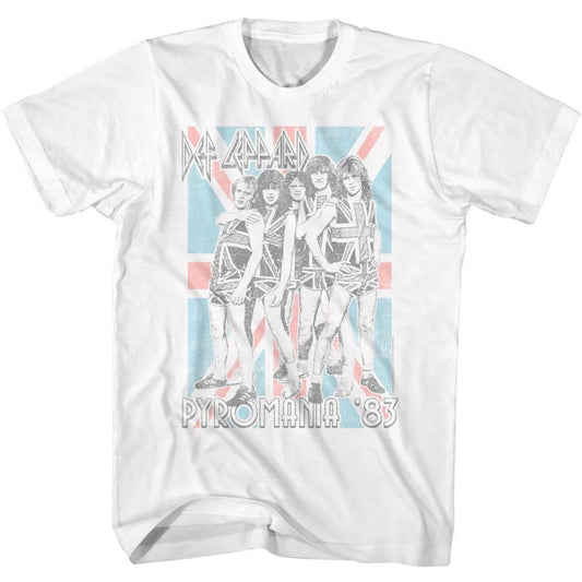 Def Leppard Pyromania Flag White Adult T-Shirt