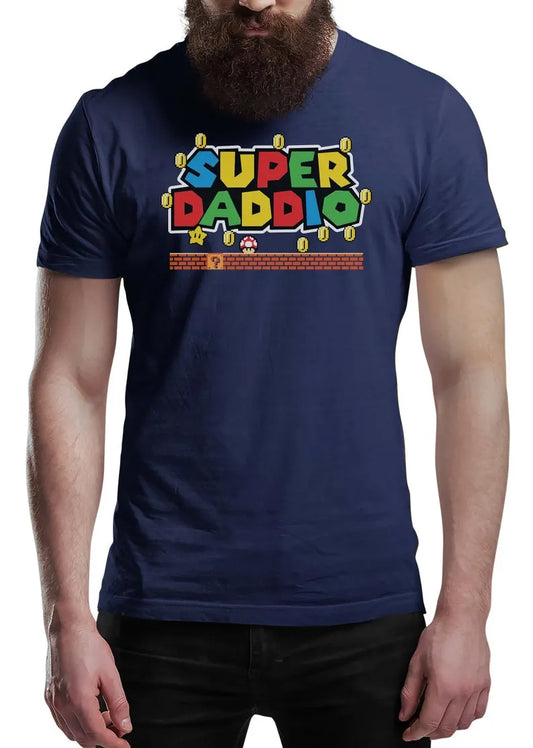 Fathers Day T Shirt Super Daddio Gamer Dad Fun Gift Novelty T-Shirt