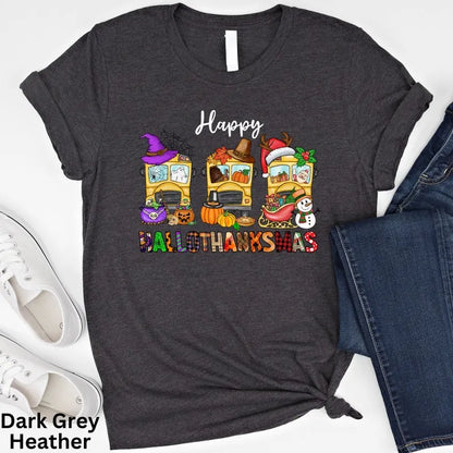 Happy Hallothanksmas School Bus Shirt Hallothanksmas Shirt For Driver