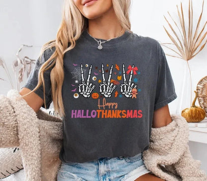 Happy Hallothanksmas Shirt, Happy Halloween Shirt, Happy Thanksgiving Shirt, Happy Christmas Shirt