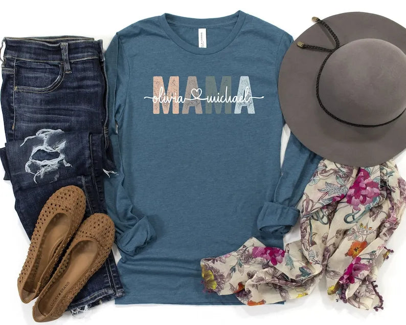 Custom Mama Shirt, Mom Shirt With Names, Personalized Mama T-shirt, Custom Mama Shirt, Mother's Day Shirt, Mama With Children Names Tee