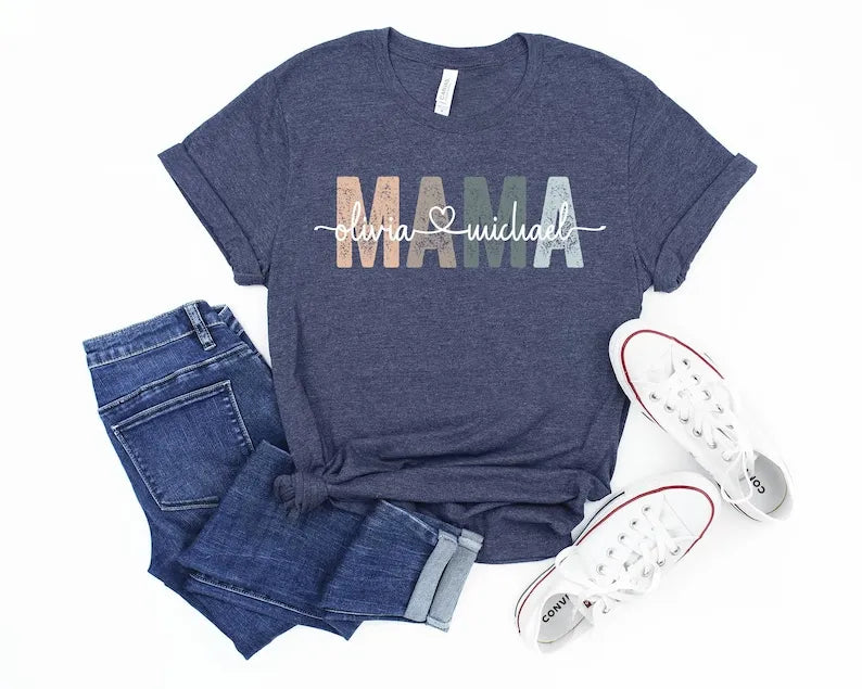 Custom Mama Shirt, Mom Shirt With Names, Personalized Mama T-shirt, Custom Mama Shirt, Mother's Day Shirt, Mama With Children Names Tee