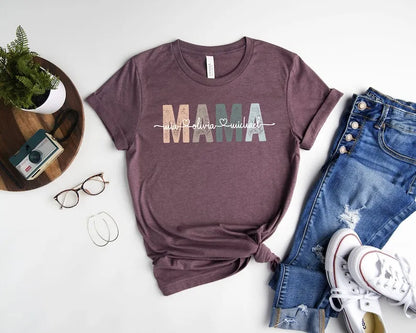 Custom Mama Shirt, Mom Shirt With Names, Personalized Mama T-shirt, Custom Mama Shirt, Mother's Day Shirt, Mama With Children Names Tee