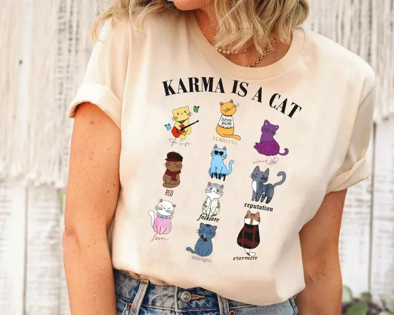 Karma Is A Cat Shirt, Taylor Eras Cat Lover T-Shirt