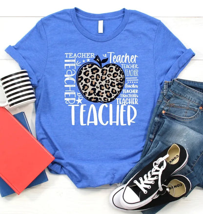 Leopard Apple Teacher Shirt