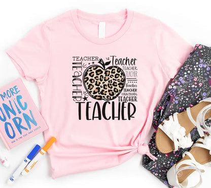 Leopard Apple Teacher Shirt