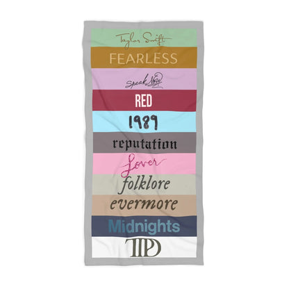 Taylor Swift Inspired Beach Towel, ALL Taylor Albums Beach Towel