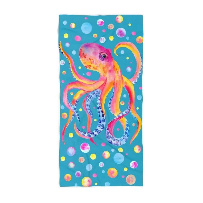 Octopus Bright Fun Beach Towel