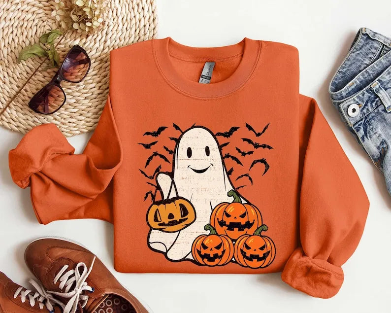 Ghost Halloween Sweatshirt, Womens Halloween Shirt, Halloween Party Shirt