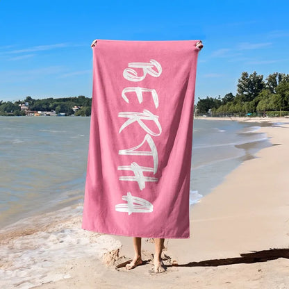 Personalized Name Beach Towel, Custom Bath Towel With Name