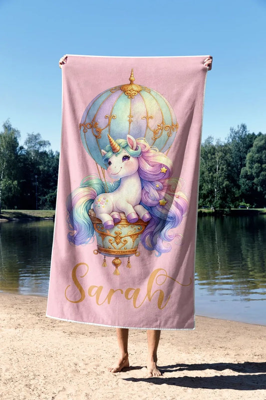 Personalized Unicorn Beach Towel, Cute Unicorn Beach Towel