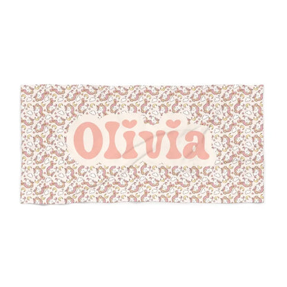 Personalized Unicorn Name Beach Towel