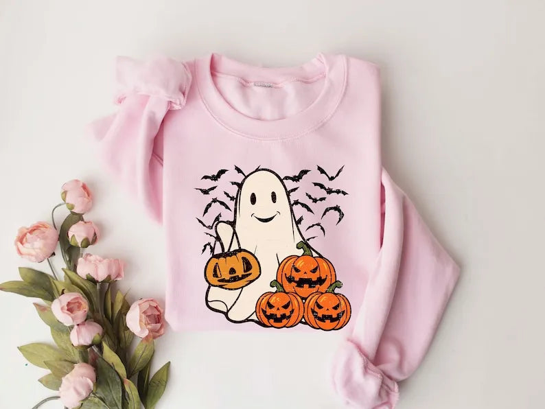 Ghost Halloween Sweatshirt, Womens Halloween Shirt, Halloween Party Shirt