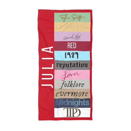 Personalized Taylor Swift Inspired Beach Towel, ALL Taylor Albums Beach Towel