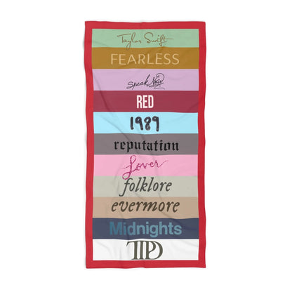 Taylor Swift Inspired Beach Towel, ALL Taylor Albums Beach Towel