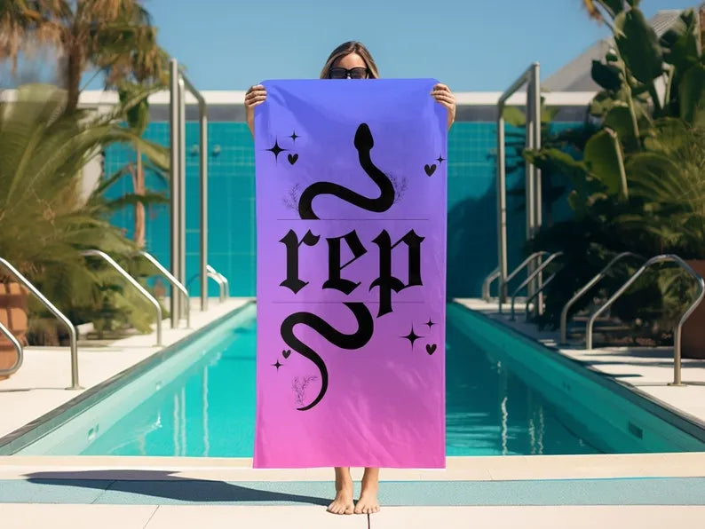 Reputation Swiftie Beach Pool Towel, TS Merch, Retro Style Personalized Summer Gift