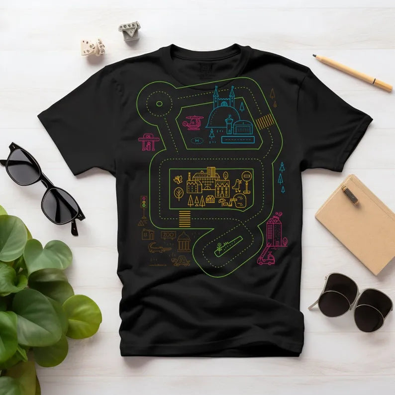 Road Map Road On The Back Play Car Shirt