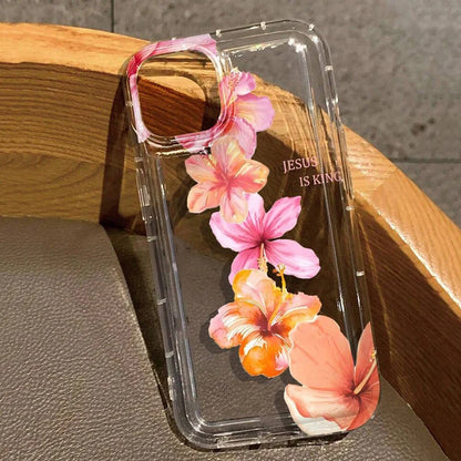 Realistic Lily Flower Print Clear Phone Case