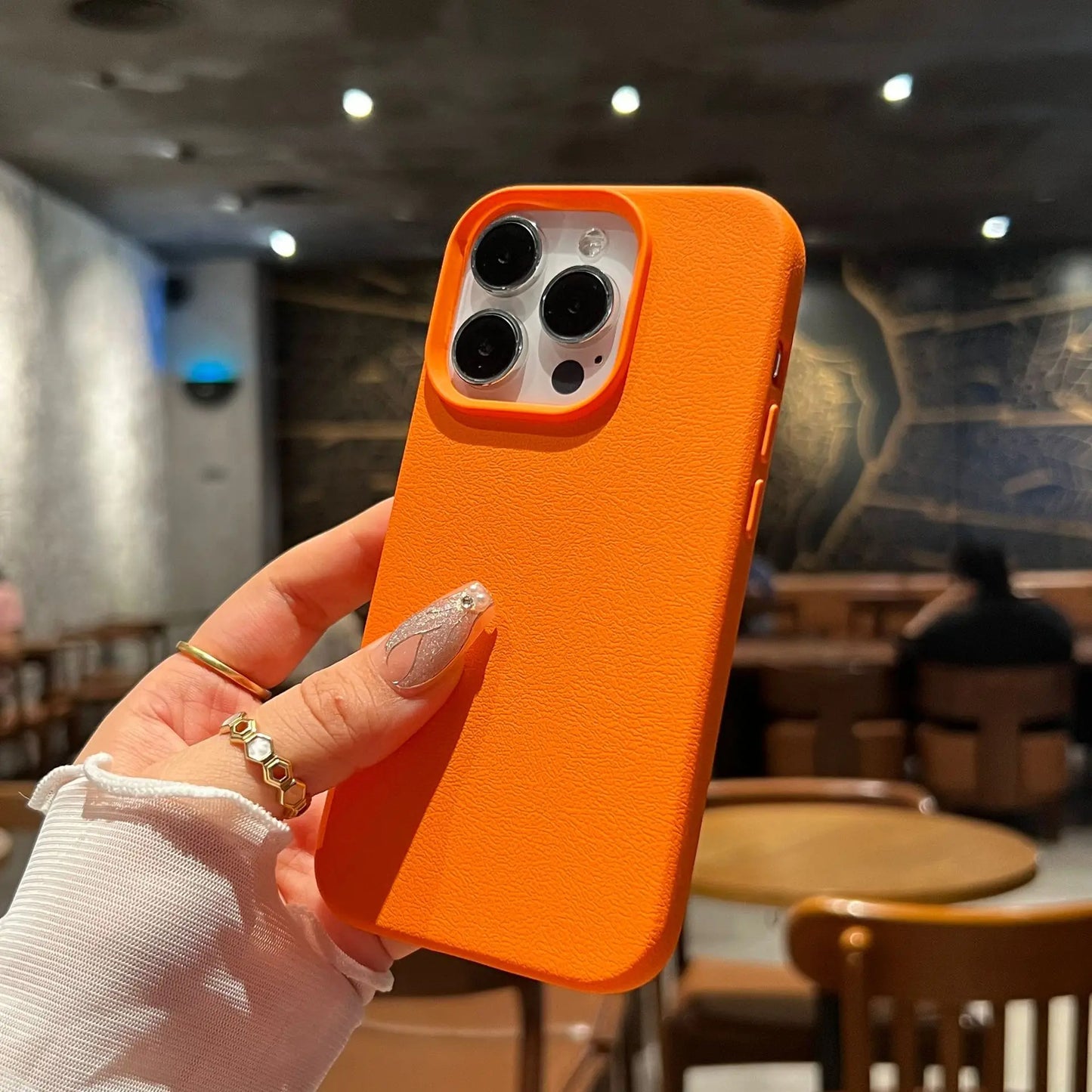 Luxury Silicone Litchi Lines Leather Phone Case
