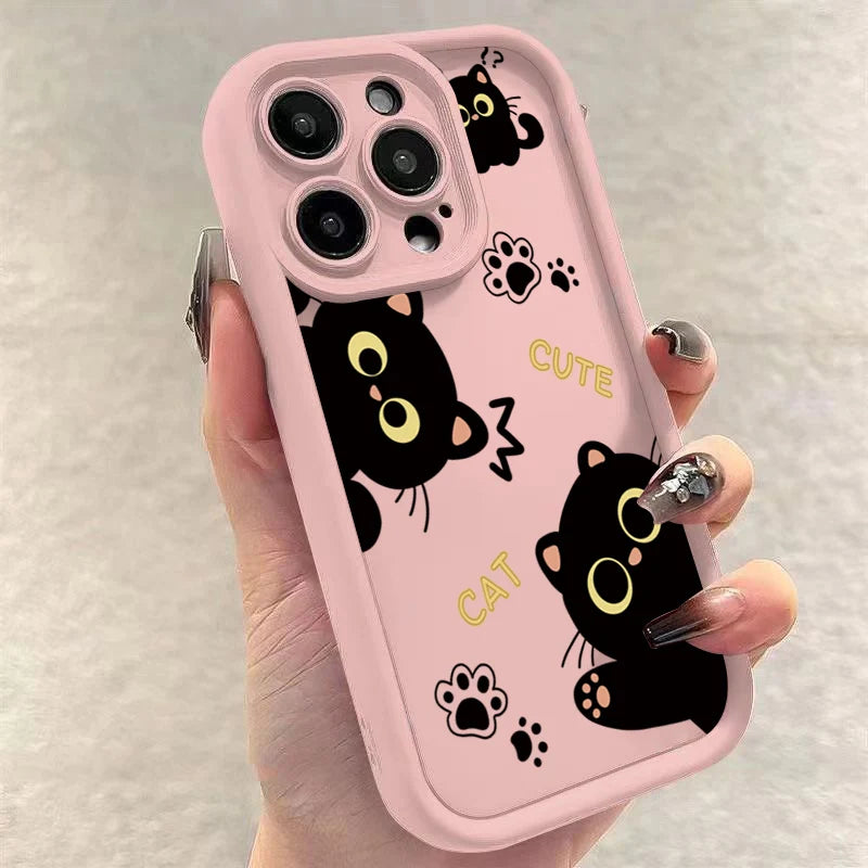 Lovely Black Cat Silicone Phone Case