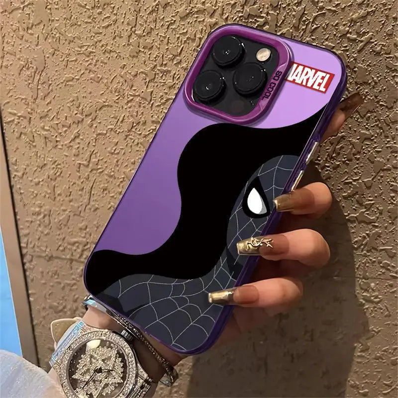 Marvel Black Half Face Spider Man Cartoon Phone Case