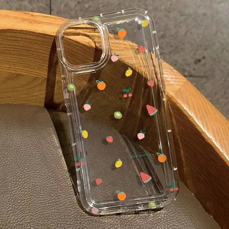 Fruit Print Juice Pattern Transparent Phone Case