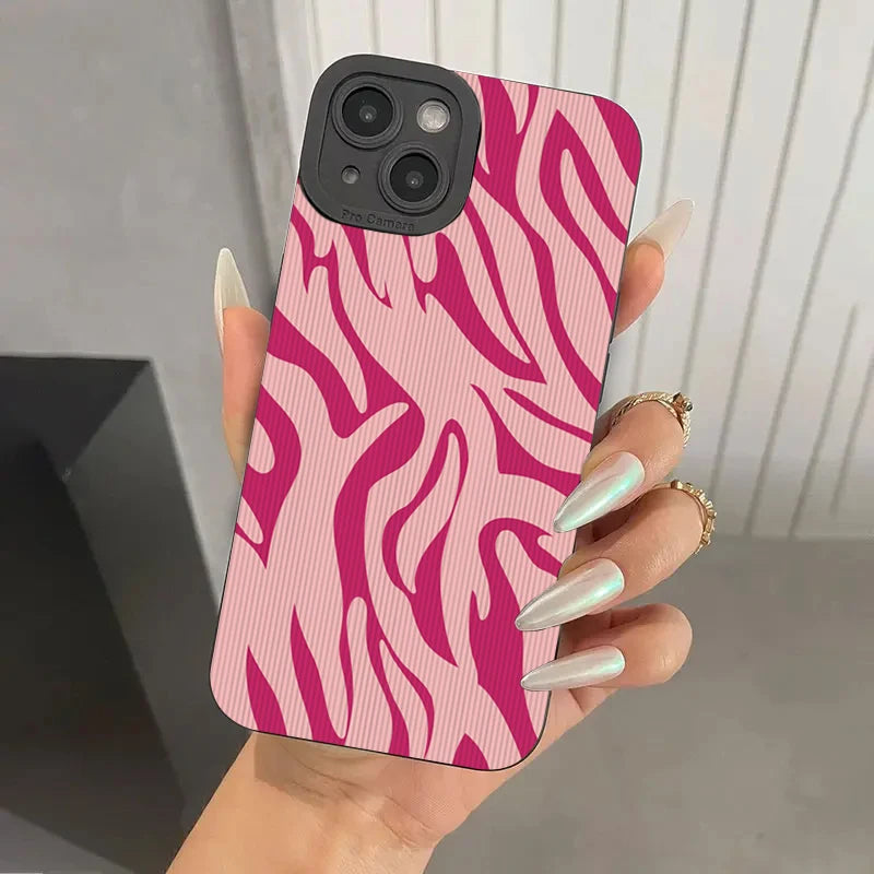 Fashion Zebra Stripes Lattice Pattern Silicone Phone Case