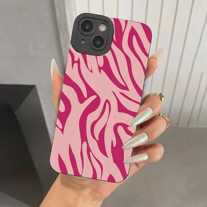 Fashion Zebra Stripes Lattice Pattern Silicone Phone Case