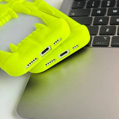 Bright Fluorescent Green Skull Hollow Out Skull Tusk Matte Bright Color Phone Case