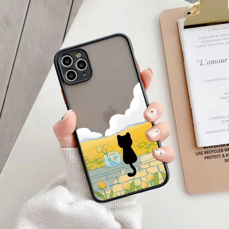 Oil Painting Van-Gogh Cat Hard Matte Phone Case