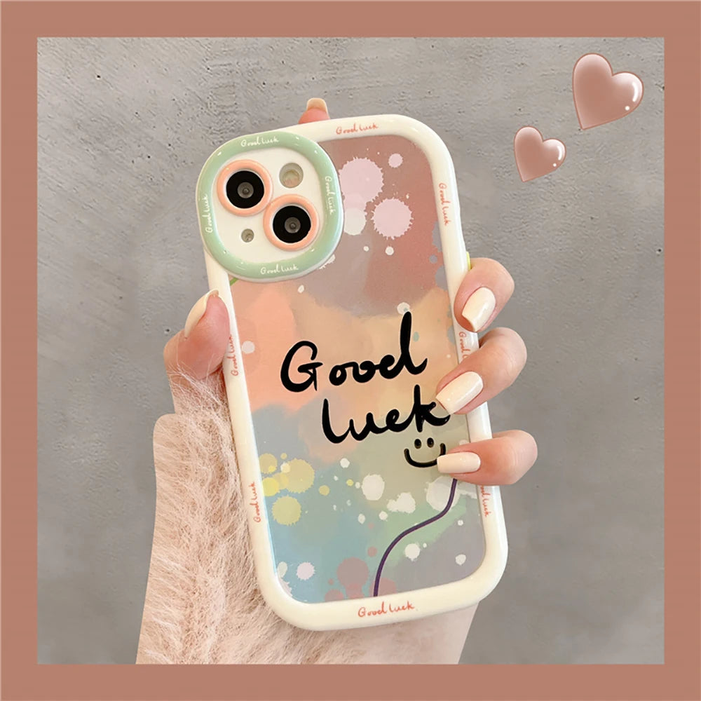 Cute Smile Funny Letter Shockproof Bumper Phone Case For iPhone Cartoon Smiley Face Soft Silicone Cover